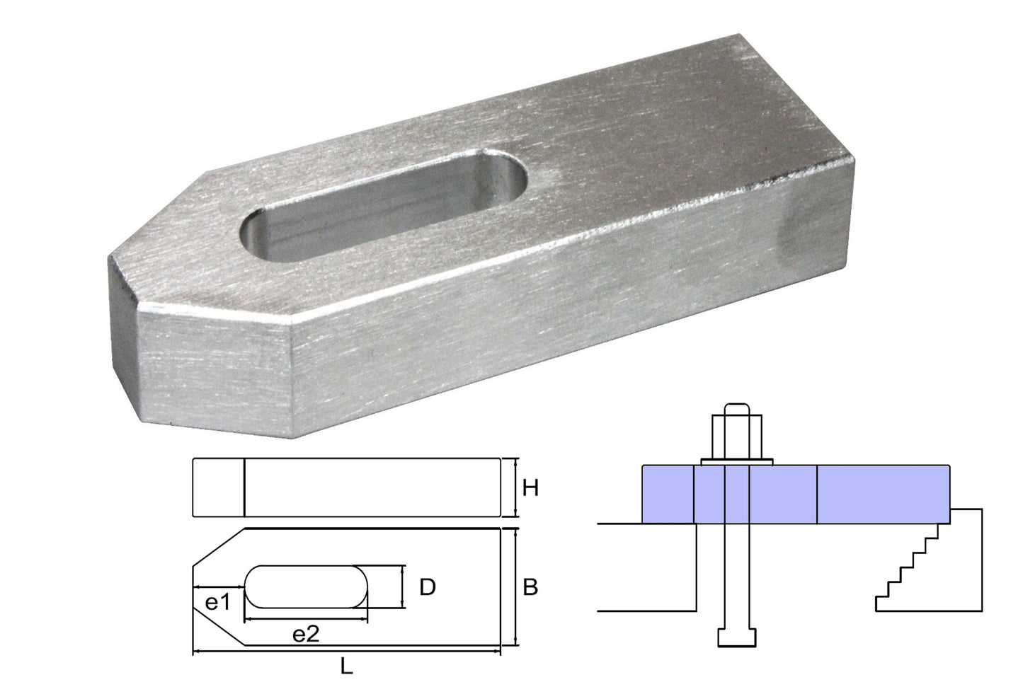 Cast aluminium clamp M12/14x160x40x20