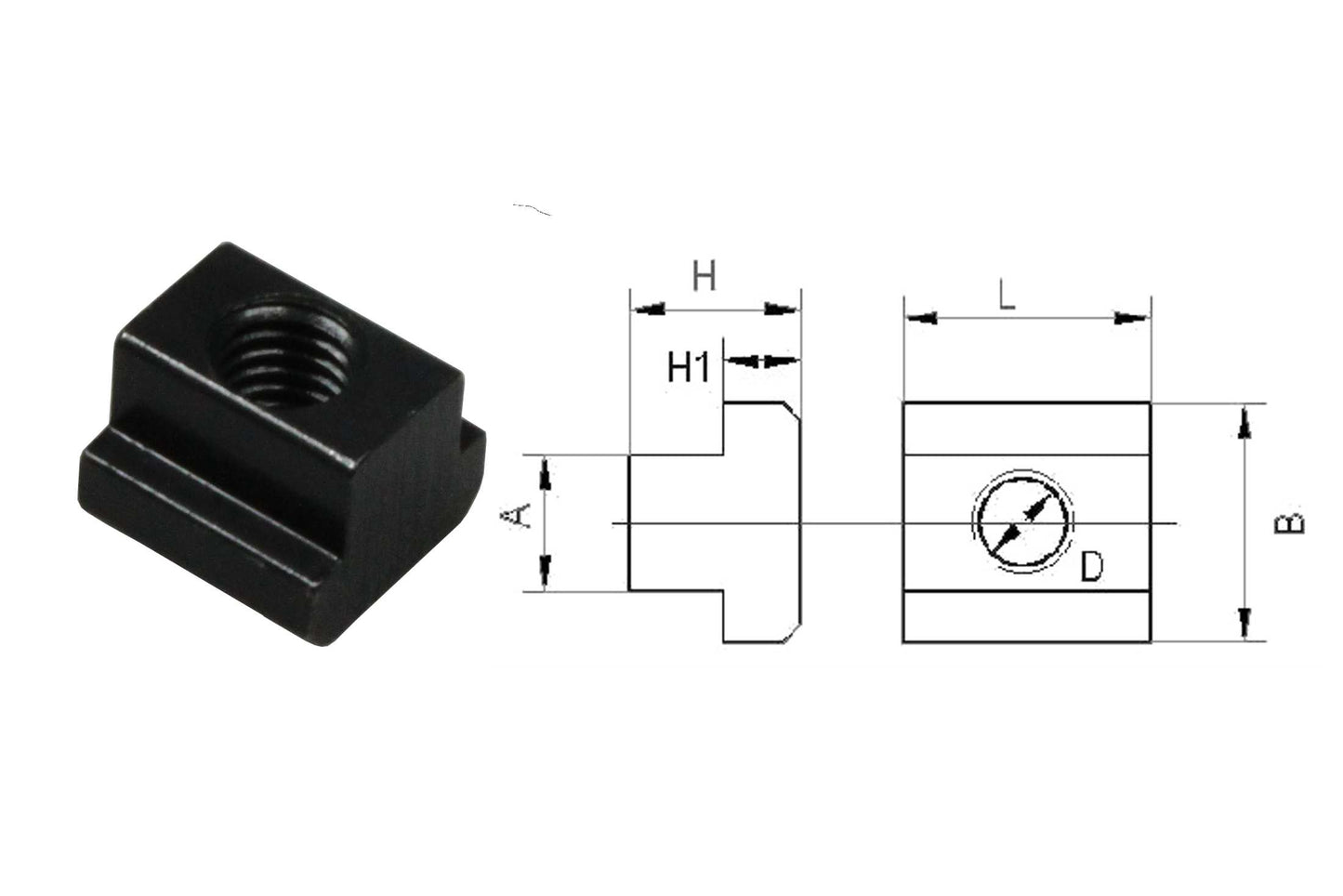 Steel T-slot nut with M6 thread for 8mm slots